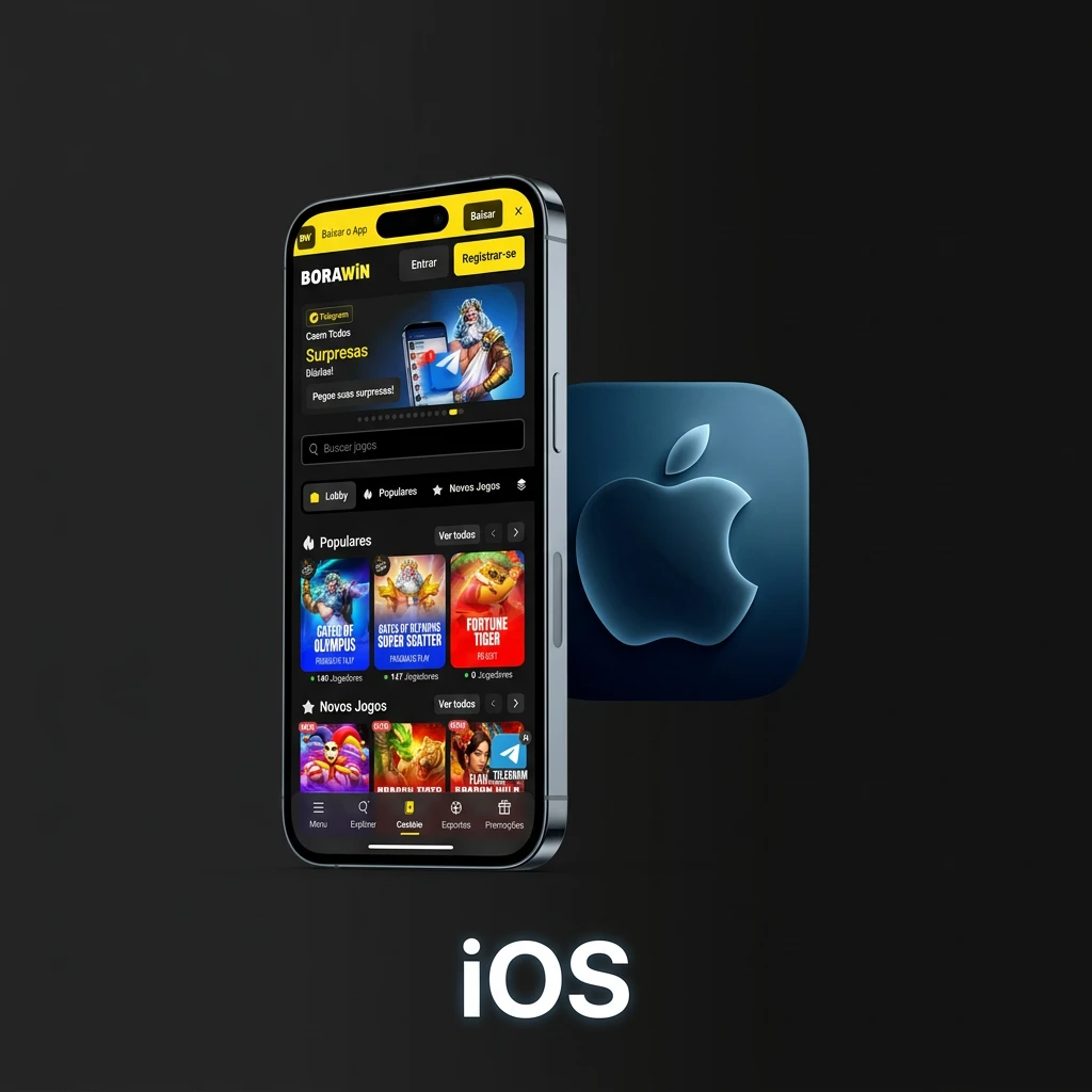 Passos para adicionar o atalho do BoraWin à tela de início do iOS pelo navegador Safari.