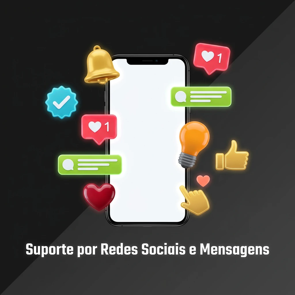 Atendimento ao cliente via redes sociais, WhatsApp e Telegram, acessível pelo celular para suporte rápido.