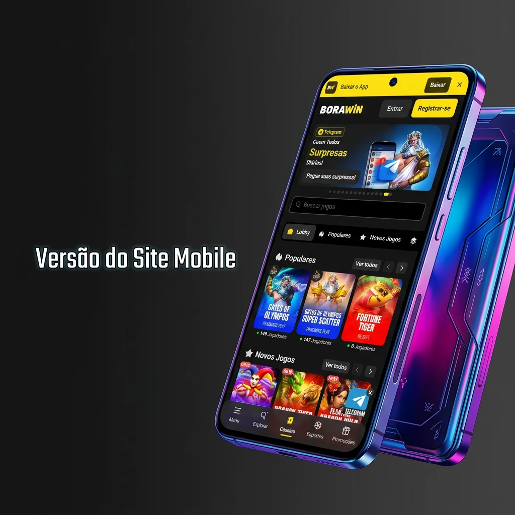 Interface da versão mobile do site de apostas na tela do celular, exibindo catálogo de jogos e cotações em tempo real.