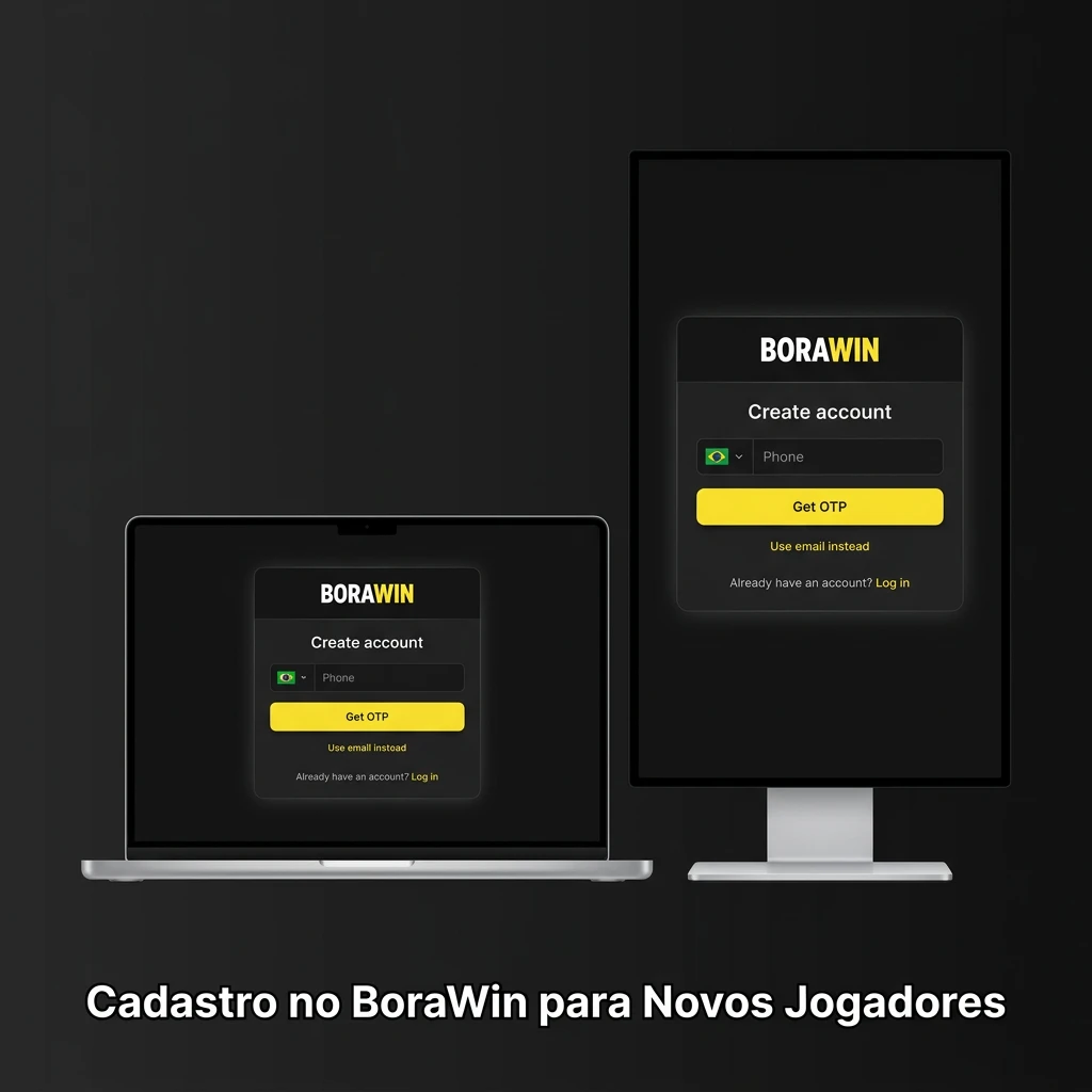 Formulário de cadastro no BoraWin com os 5 passos para criação de conta por novos jogadores.