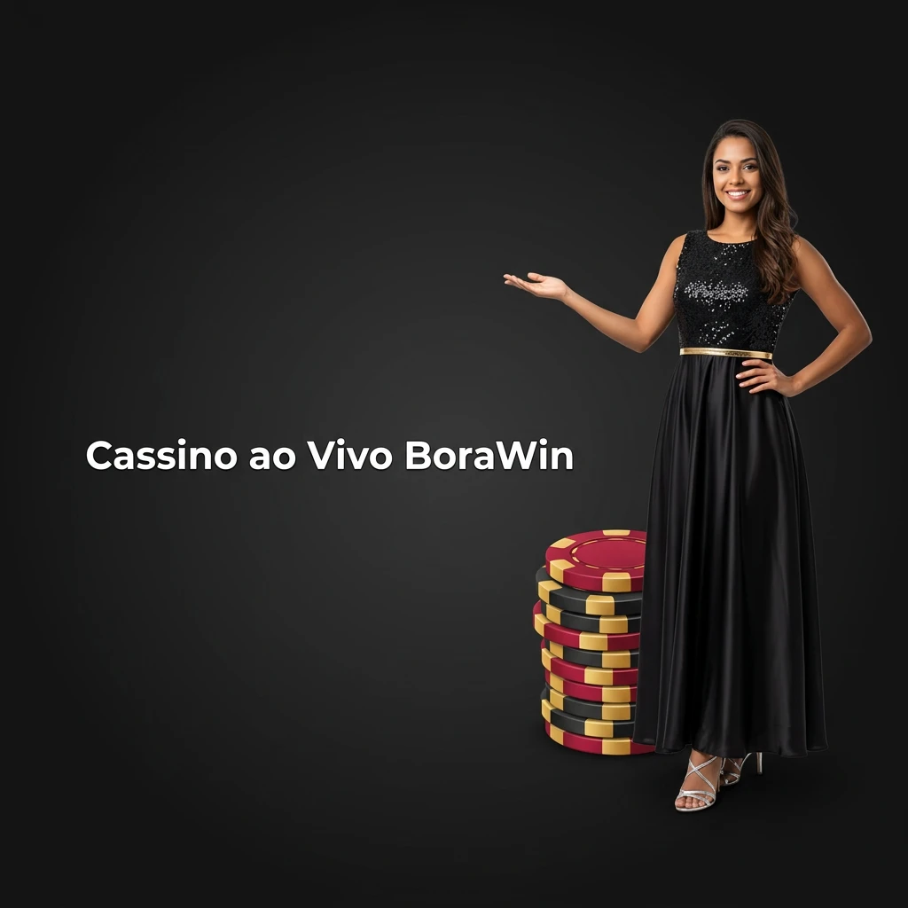 Estúdio de luxo do Cassino ao Vivo BoraWin com apresentadores profissionais em jogos de roleta, cartas e roda gigante.