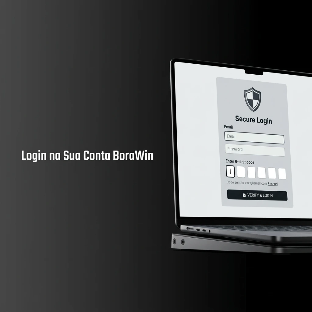 Tela de login da BoraWin mostrando os campos de e-mail e senha, e o botão para confirmar o acesso à conta.