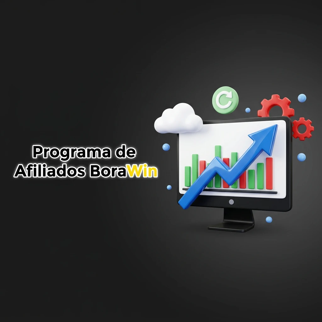 Banner do Programa de Afiliados BoraWin destacando comissões vantajosas, suporte gerencial e saques regulares.